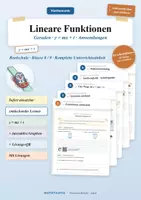 Vorschau - Stundenentwürfe - Lineare Funktionen Klasse 8/9 – vollständige Unterrichtsreihe mit Arbeitsblättern & Lösungen - Deckblatt