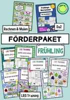 Vorschau - Unterrichtsreihen - Förderpaket Frühling Ostern - LRS Training + Rechnen und Malen + DaZ mit Kids - Mathe Deutsch DaZ Konzentration - Deckblatt