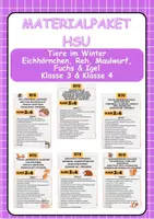 Vorschau - Arbeitsblätter - Materialpaket - Tiere im Winter Eichhörnchen, Reh, Maulwurf, Fuchs & Igel Klasse 3 & Klasse 4 - Deckblatt