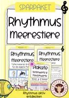 Vorschau - Unterrichtsreihen - Rhythmus Meerestiere Sparpaket – Tafelmaterial, Arbeitsblätter & Plakate für Musik Klasse 1–4 - Deckblatt