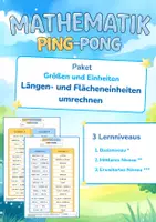 Vorschau - Arbeitsblätter - Paket Längen- und Flächeneinheiten umrechnen | 3 Lernniveaus | Mathematik Ping-Pong - Deckblatt