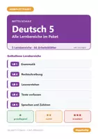 Vorschau - Arbeitsblätter - Deutsch 5 Mittelschule - Komplettpaket (alle Lernbereiche) - Deckblatt