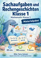 Vorschau - Arbeitsblätter - Sachaufgaben und Rechengeschichten Klasse 1 | Materialpaket | 20 PDFs mit 140 Arbeitsblättern - Deckblatt