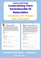 Vorschau - Stundenentwürfe - Lesetraining Tiere Materialpaket – Leseverständnis Klasse 2 | 10 Materialien mit Lösungen - Deckblatt
