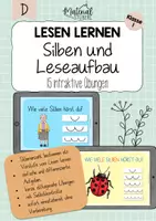 Vorschau - Stationenlernen - Lesen lernen Klasse 1 - Silben und Leseaufbau - 15 interaktive Übungen mit Differenzierung - Deckblatt