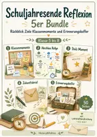 Vorschau - Arbeitsblätter - Schuljahresende Reflexion 5er Bundle Rückblick Ziele Klassenmomente und Erinnerungskoffer - Deckblatt