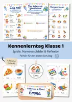 Vorschau - Arbeitsblätter - Kennenlerntag Klasse 1 | Kennenlernspiele 1. Schultag | Namensschilder Einschulung Grundschule - Deckblatt