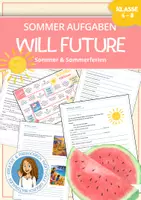 Vorschau - Arbeitsblätter - WILL FUTURE Mega Bundle ☀️ Summer / Sommer & Ferienaufgaben + Würfelspiel | Sommerferien, Urlaub & Freizeit - Deckblatt