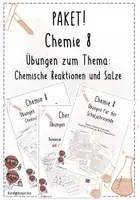 Vorschau - Arbeitsblätter - Chemische Reaktionen + Salze - Wiederholung | Chemie 8 | Übungen für Schuljahresende | Materialpaket - Deckblatt