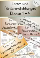 Vorschau - Fördermaterial/Inklusion - XL-Paket: Lern- und Förderempfehlungen, Kl. 1-4, Editierbar: Mathe, Deutsch, ESE, Lernen, Motorik, Zeugnis - Deckblatt