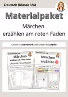 Vorschau - Stundenentwürfe - Märchen erzählen am roten Faden – Unterrichtsreihe + schriftliche Planung (Materialpaket) - Deckblatt