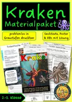 Vorschau - Arbeitsblätter - Kraken & Tintenfische | Materialpaket | differenziert | Klasse 2, 3, 4, 5 - Deckblatt