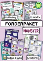 Vorschau - Arbeitsblätter - Monster Förderpaket Rätselhefte + LRS Training + Rechnen und Malen + Symmetrie - Mathe Deutsch DaZ Konzentration - Deckblatt