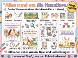 Vorschau - Unterrichtsreihen - Alles rund um die Haustiere – 4er Wissens- & Mitmachheft-Paket - Deckblatt