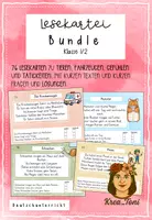Vorschau - Fördermaterial/Inklusion - Lesekartei Bundle Klasse 1, 2 – Tiere, Fahrzeuge, Gefühle & Verben | 76 Lesekarten mit Richtig-Falsch-Fragen und Lösungen - Deckblatt
