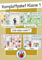 Vorschau - Stundenentwürfe - Großes Komplettpaket Klasse 1 – Unterrichtsmaterial für das ganze Schuljahr - Deutsch, Mathe & Sachunterricht - Deckblatt