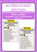 Vorschau - Stationenlernen - Materialpaket Konjunktionen und Satzverbindungen Übungsheft und Stationenlernen Klasse 4 - Deckblatt