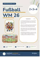 Vorschau - Stundenentwürfe - XXL - Materialpaket - WM 2026 - Klasse 2, 3 und 4 - 3-fach differenzierter Lesetext (Stundenverlauf, Bildkarten, Aufgaben + Lösungen, Flaggen, Steckbriefe uvm.) - Deckblatt