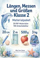 Vorschau - Arbeitsblätter - Längen, Messen und Größen Klasse 2 | Materialpaket | 20 PDFs mit 140 Arbeitsblättern - Deckblatt