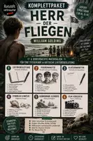 Vorschau - Unterrichtsreihen - Herr der Fliegen: Komplettpaket (6 Materialien) | William Golding | Lektürebegleitung, Figurenanalyse, Klassenarbeiten, Symbolik, Robinsonade, Film-Vergleich | Deutsch/Ethik Kl. 8–10 - Deckblatt