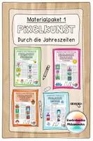 Vorschau - Arbeitsblätter - Pixelkunst Frühling, Sommer, Herbst Winter - Geometrie, Kunst, Wahrnehmung - Materialpaket 1 - Deckblatt