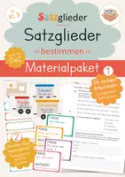 Vorschau - Unterrichtsreihen - Materialpaket Satzglieder bestimmen (ab Klasse 3,4): Satzbau-Zug und Arbeitsheft - Deckblatt