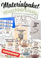 Vorschau - Mal- und Bastelvorlagen - Materialpaket: Waschbärklasse Schulstart - Deckblatt