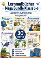 Vorschau - Arbeitsblätter - Lernmalbücher Mega Bundle Klasse 5–6 - Deckblatt