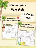 Vorschau - Arbeitsblätter - Fit für die Schule – Sommerpaket für Vorschulkinder - Feinmotorik, Wahrnehmung & Mathematik - Deckblatt