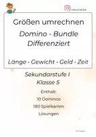 Vorschau - Spiele - Größen umrechnen – Domino-Bundle (differenziert) Klasse 5 - Deckblatt