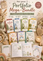 Vorschau - Arbeitsblätter - Portfolio Mega-Bundle Kita & Krippe | 7 Portfolio- Sets |80 Portfolio-Vorlagen | - Deckblatt