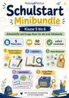 Vorschau - Arbeitsblätter - Schulstart Minibundle Klasse 5 bis 6 Arbeitshefte und Escape Room für die erste Schulwoche - Deckblatt