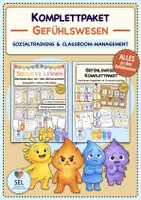 Vorschau - Stundenentwürfe - Soziales Lernen: Gefühlswesen Komplettpaket - Sozialtraining & Classroom-Management / Klasse 1 & 2 / Schuljahresbeginn - Deckblatt
