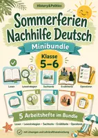 Vorschau - Arbeitsblätter - Sommerferien Nachhilfe Deutsch Minibundle Klasse 5 bis 6 Lesen Sachtexte Erzähltexte und Operatoren - Deckblatt