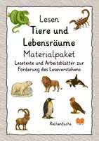 Vorschau - Arbeitsblätter - Lesen: Tiere und Lebensräume - Materialpaket - Deckblatt