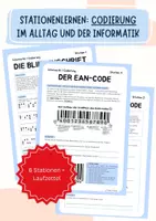 Vorschau - Stationenlernen - Informatik Stationenlernen "Codierung" – Braille, QR-Code, Binärcode, ASCII u.v.m. (Kl. 6-8) - Deckblatt