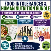 Vorschau - Unterrichtsreihen - Food Intolerances & Human Nutrition Bundle | High School Biology Curriculum - Deckblatt
