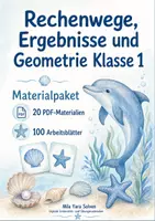 Vorschau - Arbeitsblätter - Rechenwege, Ergebnisse und Geometrie Klasse 1 | Materialpaket | 20 PDFs mit 100 Arbeitsblättern - Deckblatt