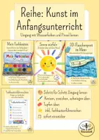 Vorschau - Mal- und Bastelvorlagen - Materialpaket Kunst Anfangsunterricht - Farbkastenführerschein - Umgang mit Wasserfarbe lernen - Kunst Klasse 1 Einschulung Sommer - Deckblatt