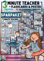 Vorschau - Arbeitsblätter - 3 Minute Teacher, Flashcards & Poster PAKET 🇬🇧🧒🏼👧🏽 Grundschule Englisch / Sek 1 - Deckblatt