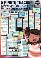 Vorschau - Spiele - 5 Minute Teacher 🇬🇧👩🏻🏫 & Warm-Up Sets 1-6 Englischunterricht - ORIGINALES PAKET (editierbar) - Deckblatt