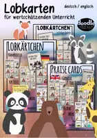 Vorschau - Spiele - Lob - Kärtchen für den Unterricht (deutsch / englisch) - Deckblatt