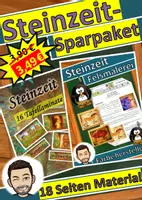 Vorschau - Stundenentwürfe - Materialpaket Steinzeit (auch Homeschooling) - Deckblatt