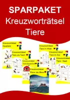 Vorschau - Arbeitsblätter - SPARPAKET Tiere - Kreuzworträtsel für den DaZ/DaF, Deutsch- und Sachkundeunterricht - Deckblatt