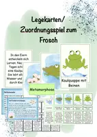 Vorschau - Arbeitsblätter - Materialpaket Lesekartei, Legekarten/Zuordnungsspiel und Arbeitsblätter Frosch Fortpflanzung - Deckblatt