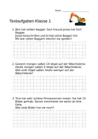 Vorschau - Arbeitsblätter - 3 x Textaufgaben Klasse 1 - Deckblatt