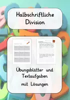 Vorschau - Arbeitsblätter - Paket: Halbschriftliche Division (4x Übungsblatt, 3x Textaufgaben) - Deckblatt