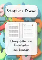 Vorschau - Arbeitsblätter - Schriftliche Division - Übungsblätter und Textaufgaben (10 x AB mit Lösungen) - Deckblatt