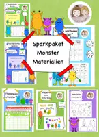 Vorschau - Arbeitsblätter - XXL Monster Materialien Sparkpaket, Ausmalbilder, Rechenblätter, Würfeln und Malen, Stundenplan, Karte... - Deckblatt