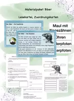 Vorschau - Arbeitsblätter - Materialpaket Biber, Lesekartei, Arbeitsblätter, Tafelposter und Zuordnungskarten - Deckblatt